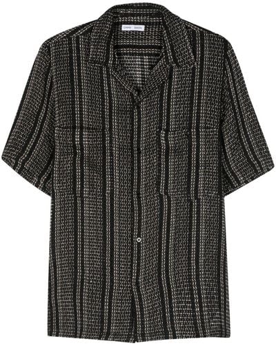 Cmmn Swdn Crochet-knit Striped Shirt - Black