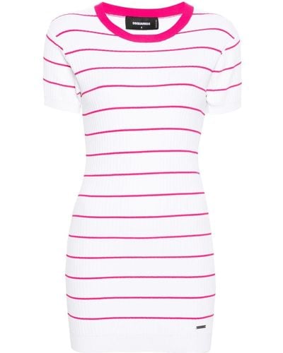 DSquared² Striped Knitted Dress - White