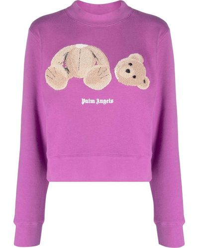 Palm Angels Logo-print Long-sleeved Sweatshirt - Pink