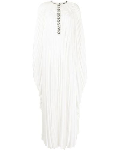 SemSem Crystal-embellished Plissé Dress - White