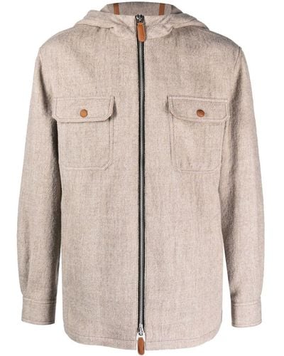 Giorgio Armani Hooded Chest-pocket Jacket - Natural