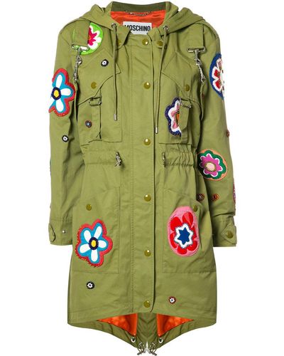 Moschino Flower Patch Fishtail Jacket - Green