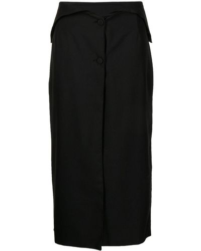 ROKH Mid-length Side Slit Skirt - Black