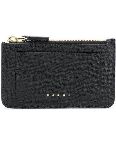 Marni Logo-print Leather Card Holder - Black
