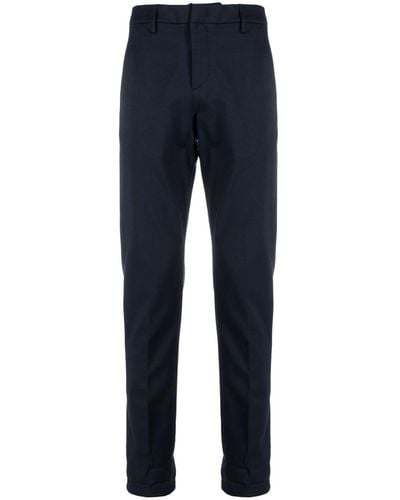 Dondup Pressed-crease Tapered Cotton Pants - Blue
