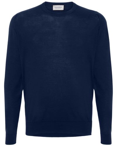 John Smedley Rowland Cotton Sweater - Blue