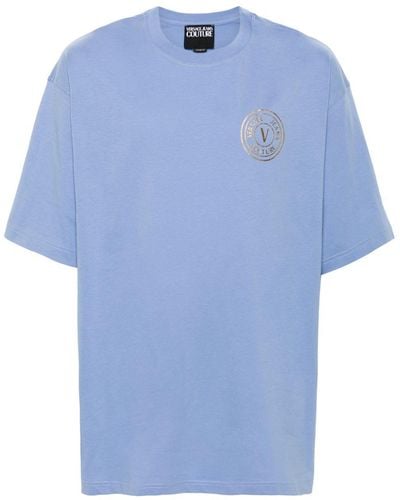Versace Logo-print Cotton T-shirt - Blue