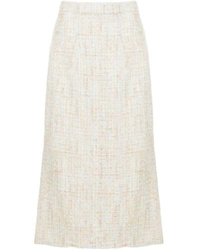 Olympiah Tweed Side-slit Midi Skirt - White