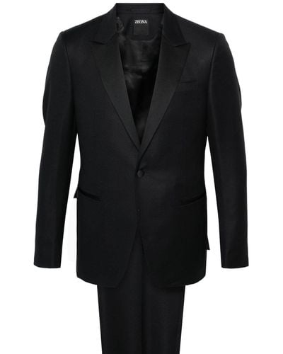 Zegna Single-breasted Wool Suit - Zwart