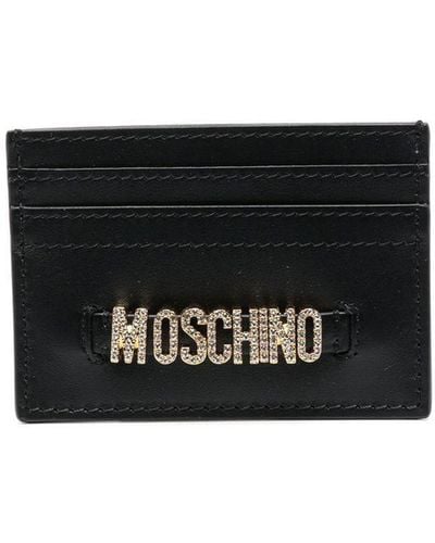 Moschino Porte-cartes en cuir à logo - Noir