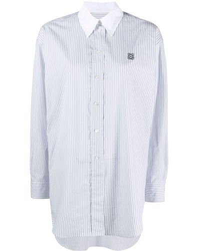 Sandro Logo-embroidered Striped Cotton Shirt - White