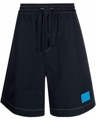 Sunnei Dark Wash Elastic-waist Shorts - Blue