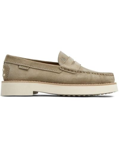 Tod's Logo-debossed Suede Loafers - Natural