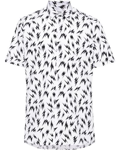 Karl Lagerfeld Popeline-Hemd mit Blitz-Print - Weiß