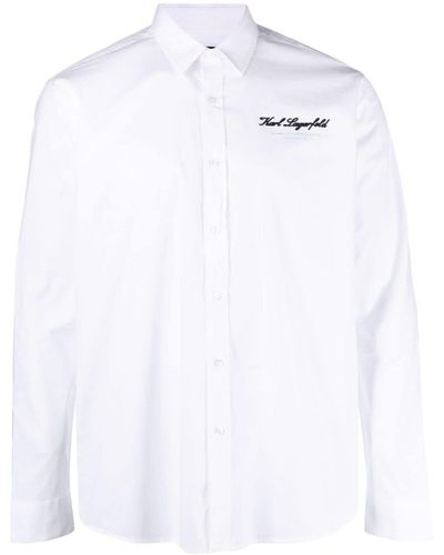 Karl Lagerfeld Popeline-Hemd mit Logo-Prägung - Weiß