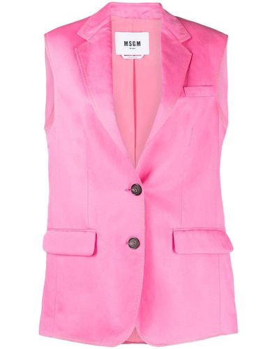 MSGM Single-breasted Waistcoat - Pink