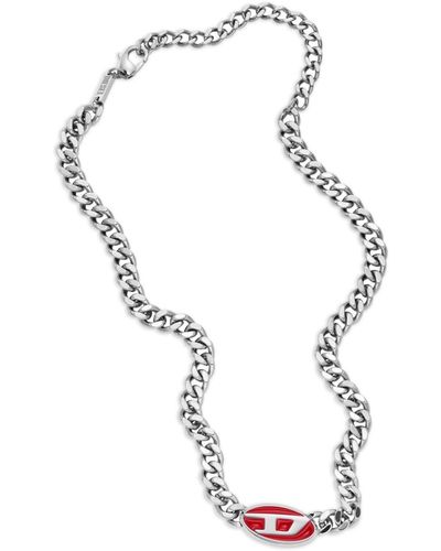 DIESEL Dx1446 ロゴプレート ネックレス - ホワイト