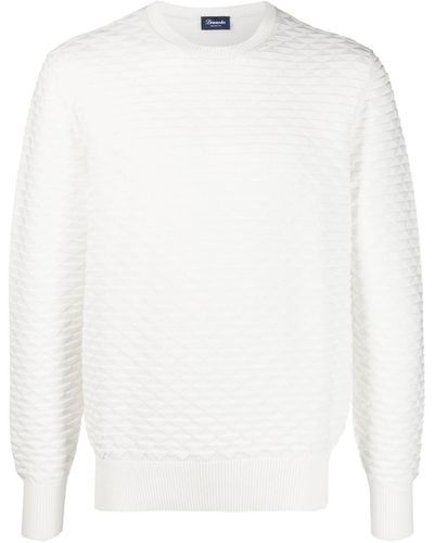 Drumohr Diamond-pattern Cotton Jumper - White