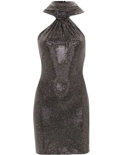 GIUSEPPE DI MORABITO Rhinestone-embellished Hooded Mini Dress - Black