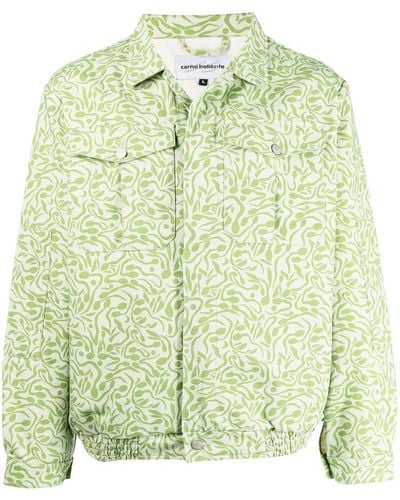 Carne Bollente Abstract-print Button-down Jacket - Green