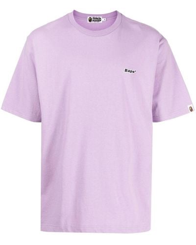 A Bathing Ape Logo-appliqué Cotton T-shirt - Pink