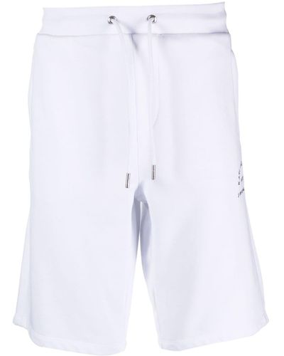 Karl Lagerfeld Short de sport en coton à logo imprimé - Blanc