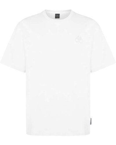 Moose Knuckles Camiseta Henri con logo bordado - Blanco