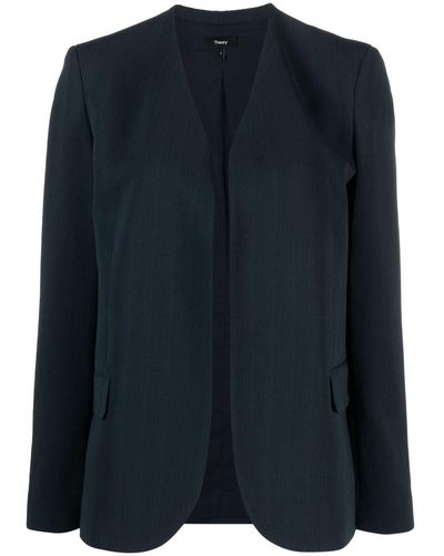 Theory Blazer à design sans col - Bleu