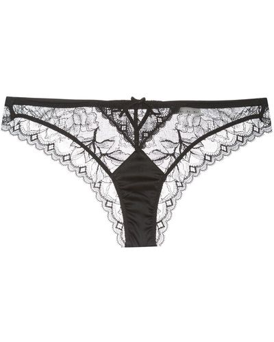 Fleur du Mal Gardenia Tanga aus Spitze - Schwarz