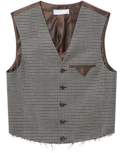 Our Legacy Cut Checked Waistcoat - Gray