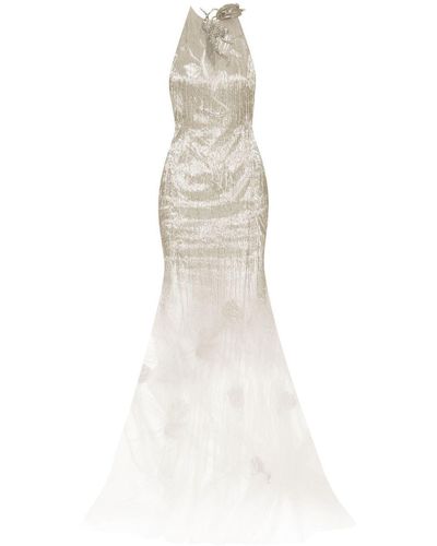 Oscar de la Renta Appliqué-detail Long Dress - White