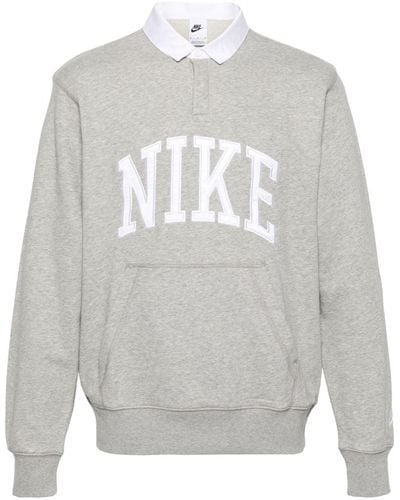 Nike Logo-embroidered Polo Sweatshirt - Grey