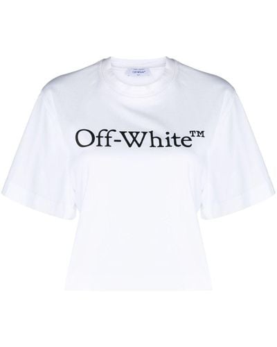 Off-White c/o Virgil Abloh Big Logo Bookish クロップドtシャツ - ホワイト