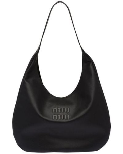 Miu Miu Bolso de hombro con logo en relieve - Negro