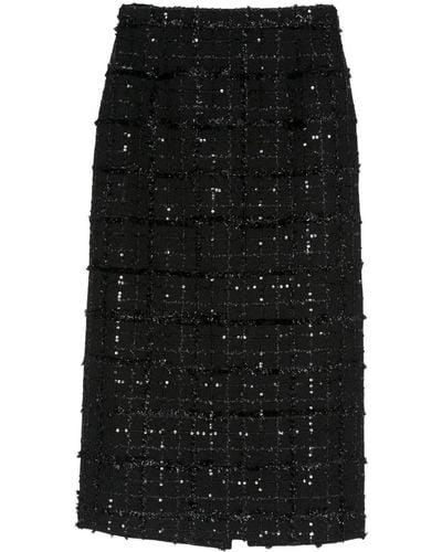 Alessandra Rich Sequin-detail Tweed Pencil Skirt - Black