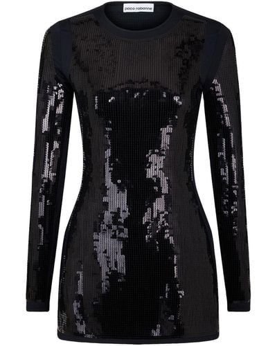 Rabanne Sequin-embellished Long-sleeve Dress - Black