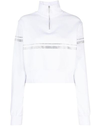 Gcds Logo-print Crystal-embellished Sweatshirt - White