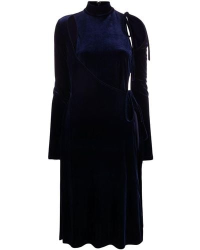 Versace ヴェルサーチェ・ジーンズ・クチュール ベルベット ラップドレス - ブルー