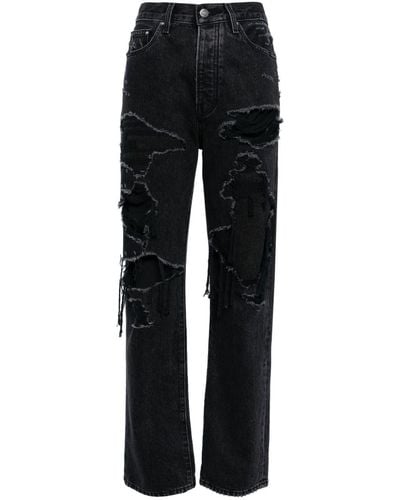 Amiri Jeans dritti con effetto vissuto - Nero