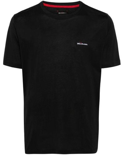 Kiton Camiseta con logo bordado - Negro