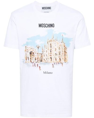 Moschino Katoenen T-shirt Met Grafische Print - Wit