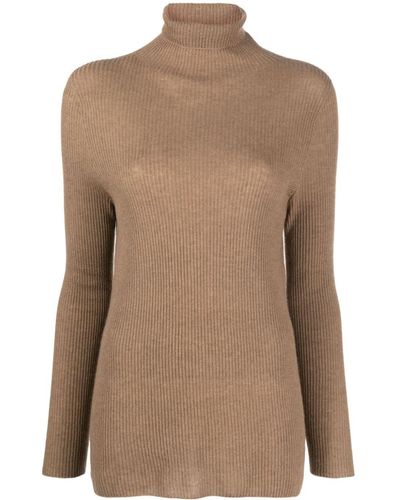 Fabiana Filippi Roll-neck Ribbed-knit Sweater - Brown