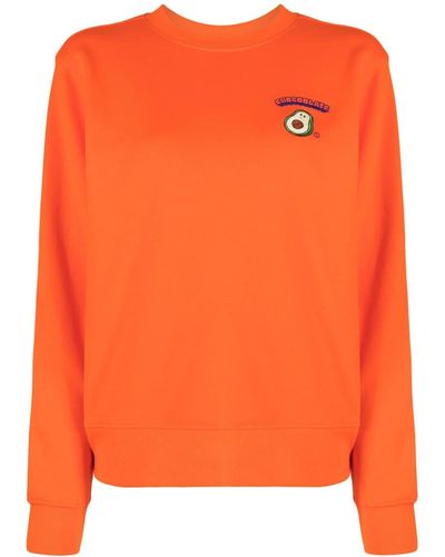 Chocoolate Avocado-print Cotton Sweatshirt - Orange