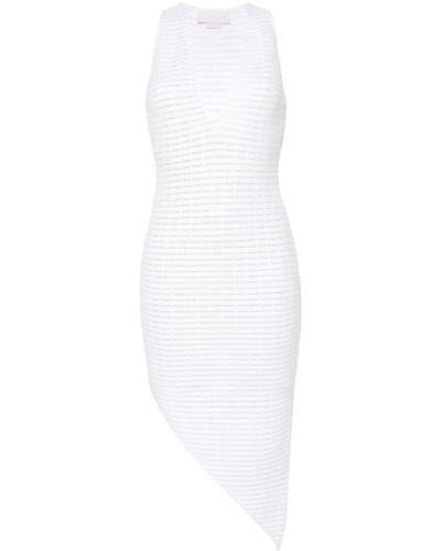 Genny Panelled Ribbed-knit Midi Dress - White
