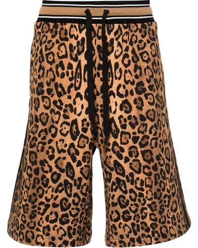 Dolce & Gabbana Pantalones cortos de chándal con motivo de guepardo - Marrón