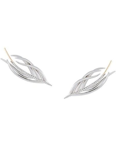 Shaun Leane White Feather Diamond Earrings - Metallic