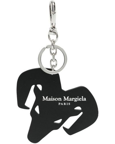 Maison Margiela Logo Print Keyring - White