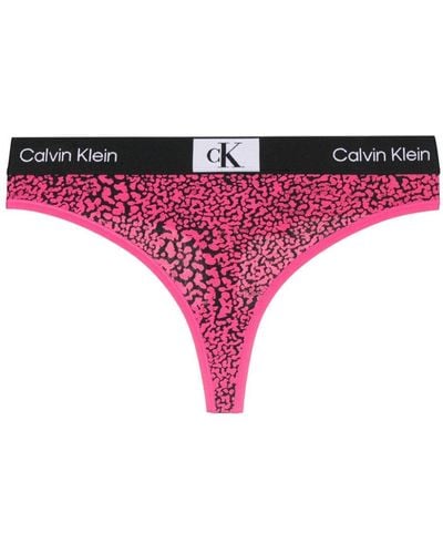 Calvin Klein Logo-waistband Jersey Thong - Red