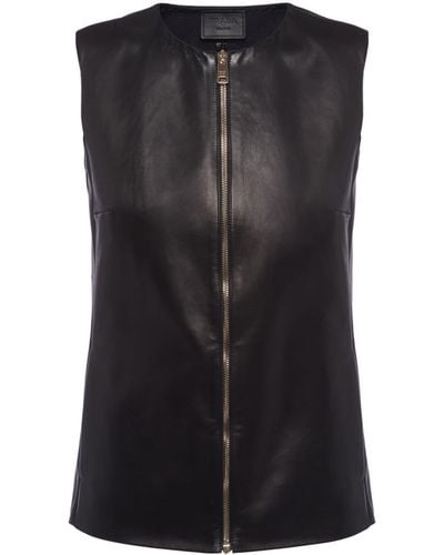 Prada Zip-up Leather Vest - Black