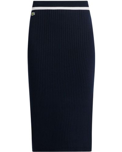 Lacoste Logo-patch ribbed midi skirt - Blu
